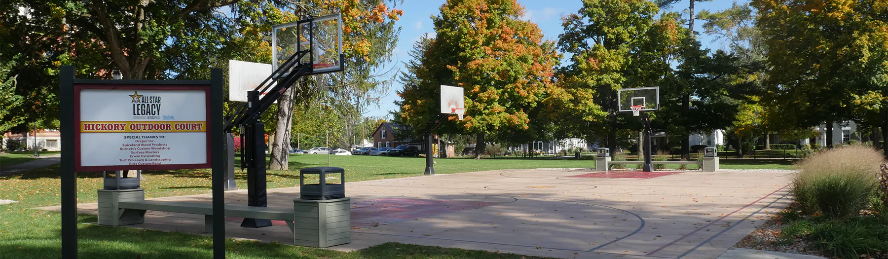 Draper Titan Ajustable Post basketball backstops at the Hickory Outdoor Court, Knightstown, IN.