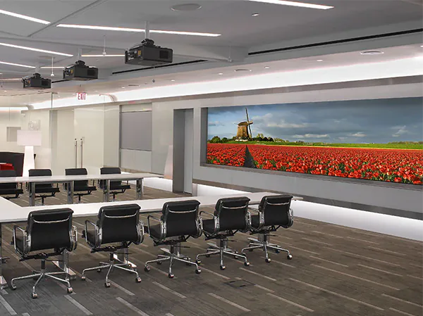 Draper projection screens at the IBM Corporate Executive Center, New York, NY. Photo by Eric Laignel.