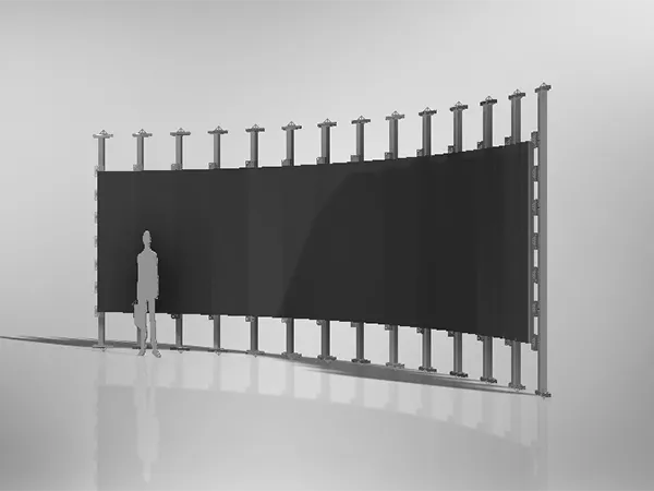 3D rendering of a fully tailored curved LED video wall mounting solution.