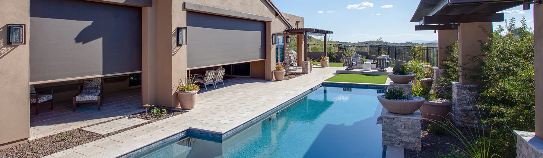 FlexShade ZIP XL outdoor shades installed at a Phoenix, AZ residence.