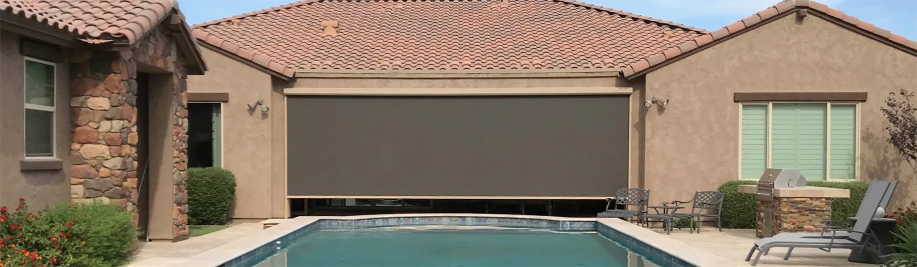 FlexShade ZIP XL outdoor shades installed at a Phoenix, AZ residence.